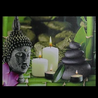 Led Lighted Buddha And Bamboo Canvas Wall Art 12" X 15.75"