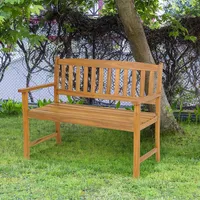 Patio Acacia Wood Bench 2-person Slatted Seat Backrest 800 Lbs Outdoor Natural