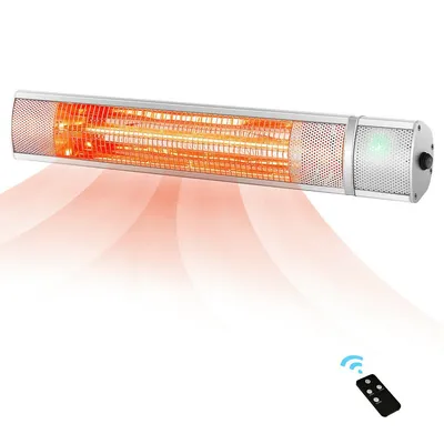1500w Electric Patio Heater Wall-mounted Infrared Heater W/remote Control Silver