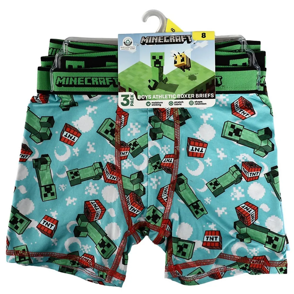 Minecraft Boxer Shorts Boys 3 Multi Pack Kids Teenagers Creeper Underwear
