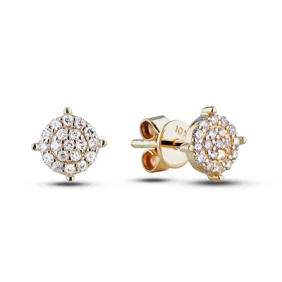 10k Yellow Gold 0.20 Cttw Canadian Diamond Pave Stud Earrings