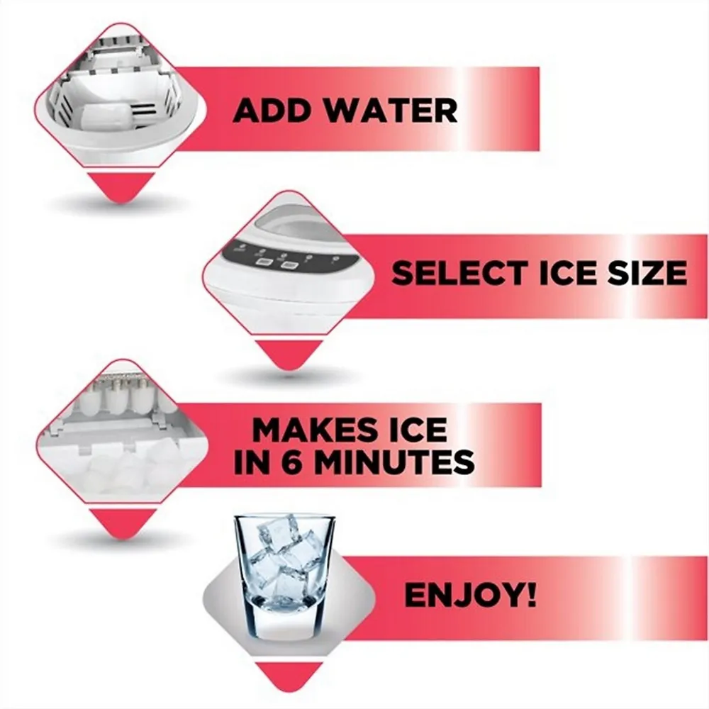 Compact Ice Maker, 1.1 Liter Tank, White
