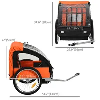 2-seat Kids Child Bicycle Trailer Red