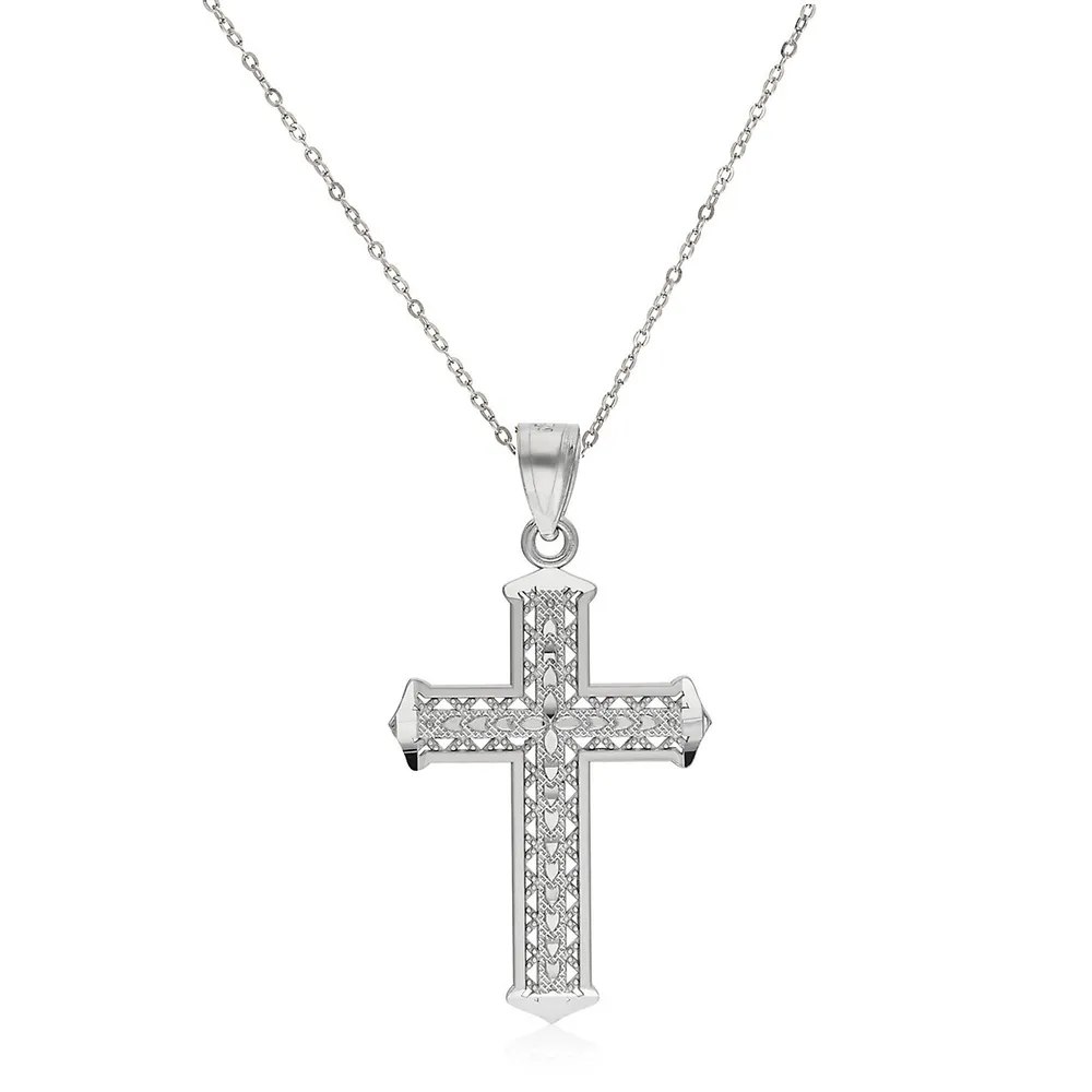 10kt 18" Filigree Cross Pendant Necklace