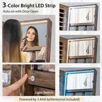 Jewelry Cabinet Armoire 3 Color Led Modes Full-length Frameless Mirror Lockable