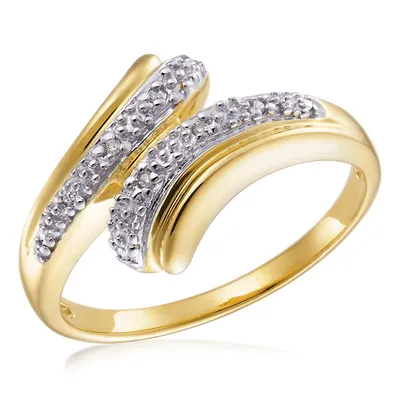 Yellow Gold Plated Sterling Silver With 6 Diamonds Ladies Ring