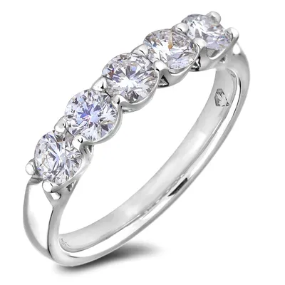 White Gold Gia Certified 5 Stone Diamond Anniversary Ring