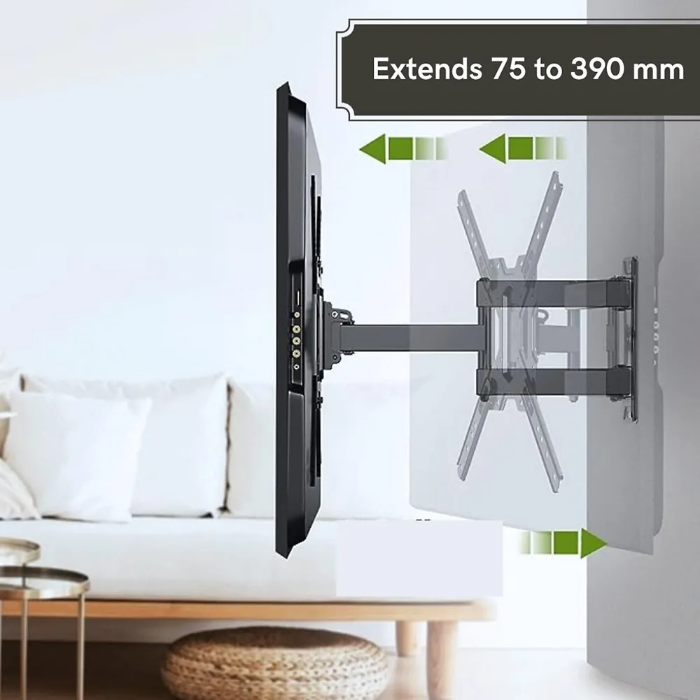 Full Motion Tv Wall Mount For 26"-55" Tvs , Wall Bracket Tv Mounts For Screen Up To 77 Lbs Max Vesa To 400x400mm With Tilt And Swivel