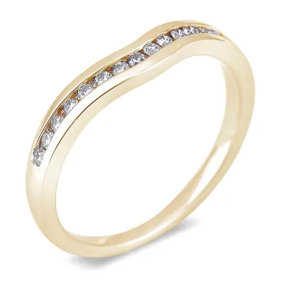 14k Yellow Gold 0.15 Cttw Diamond Curved Channel Set Anniversary Wedding Band