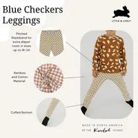 Bamboo/cotton Leggings | Blue Checkers