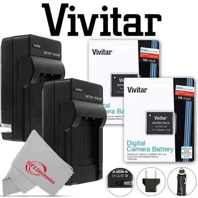 Two Viv-cb-11lh Li-on Rechargeable Battery For Canon Nb-11lh + Two Battery Charger For Canon Nb-11l/nb-11lh