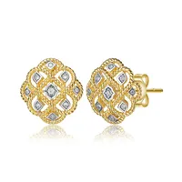 14k Yellow Gold Plated And Cubic Zirconia Stud Earrings