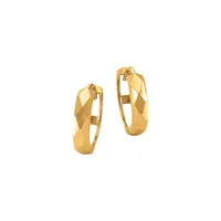10k Gold Faceted Gold Huggie Earrings
