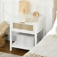 Bedside Table, Farmhouse Nightstand With Drawer, Open Shelf