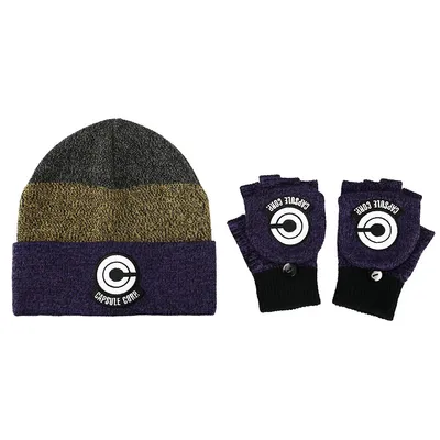 Dragon Ball Z Capsule Corp Logo Beanie And Gloves Combo
