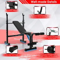 Adjustable Incline Weight Bench Barbell Rack Set W/ Leg Developer Fitness Machine