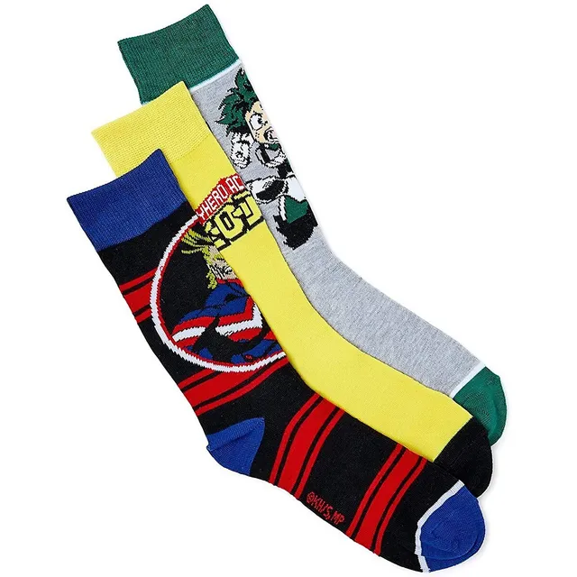 My Hero Academia Deku All Might Mens Crew Socks 3 Pack