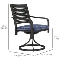 Patio Swivel Chairs W/ Cushion, Outdoor Swivel Rocker, Blue
