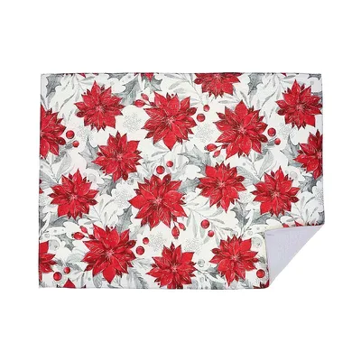 Christmas Microfibre Drying Mat Red Poinsettia - Set Of 2