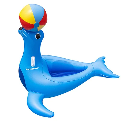 63.5" Blue Sea Lion With Ball Ride-on Swimming Pool Inflatable Raft