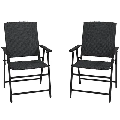 Outdoor Wicker Dining Chair Set Of With Steel Frame