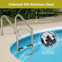 Stainless Steel Swimming Pool Ladder In-ground 3-step W/ Anti-slip Step