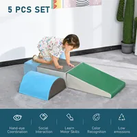 5 Piece Climb And Crawl Activity Play Set Soft Foam Toddler Stairs And Ramp Climber Gym Toy Safe Playset