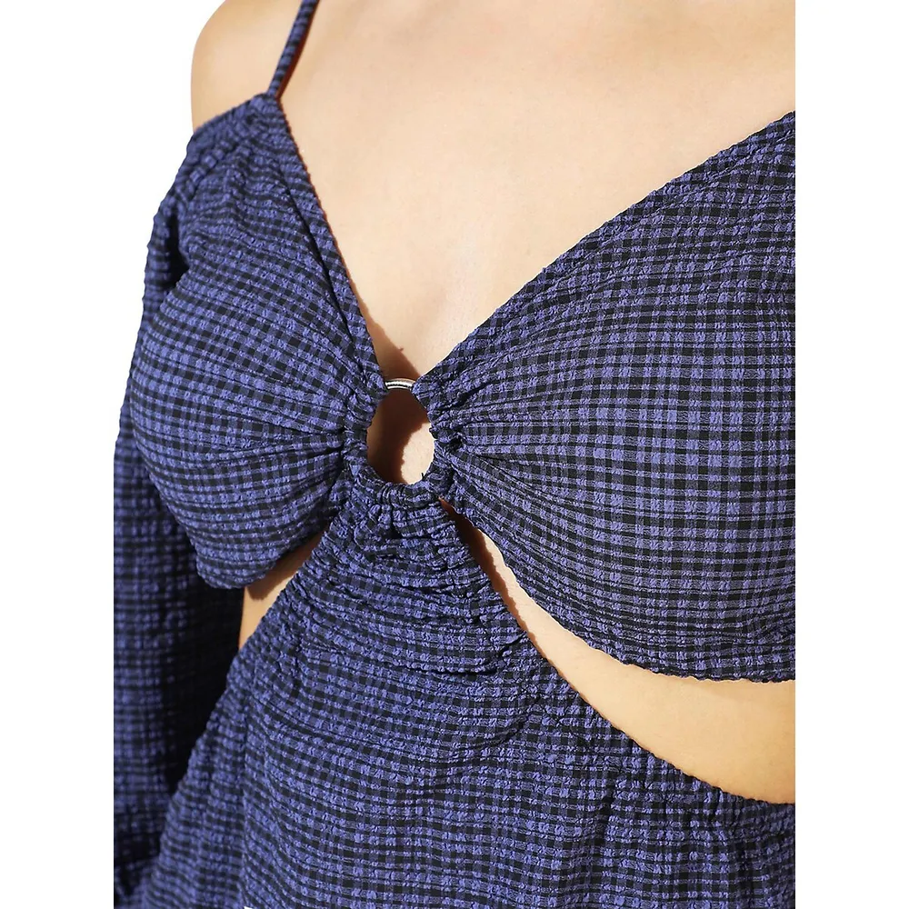 Women's Cutout Checkered Dress