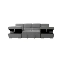 Bel Air Modular U-shaped Sleeper Sectional Sofa With Storage Chaises In Thora Stone