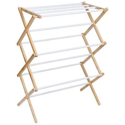 Laundry Drying Rack, Bamboo Collapsible Clothes Drying Rack Clothing Hanger