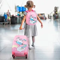 2pcs Kids Carry On Luggage Set 12'' Backpack And 18'' Rolling Suitcase For Travel