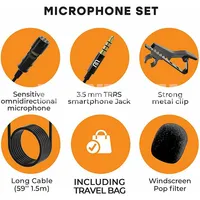 Professional Lavalier Lapel Microphone Omnidirectional Condenser Mic