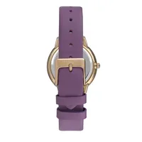 Ladies Lc07301.498 3 Hand Rose Gold Watch With A Purple Leather Strap And A Grey Dial