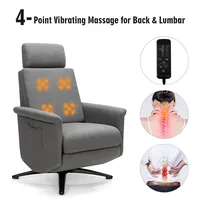 Massage Recliner Chair Vibrating Sofa W/ Remote Control&adjustable Headrest Grey