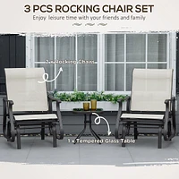 3pcs Glider Rocking Chairs With Table For Patio