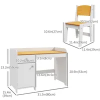 Kids Desk And Chair Set For 3-6 Year Old With Storage, White