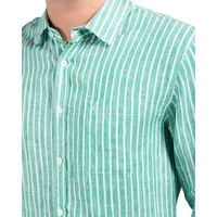 Long Sleeve Green Stripe Linen Shirt