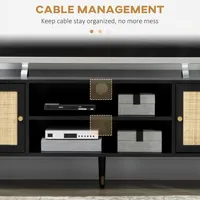 Tv Stand Cabinet With Cable Management & Storage Shelves