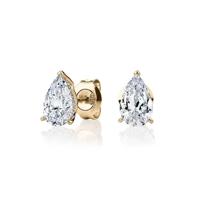 Pear Stud Earrings With 1.75 Carats* of Signature Simulant Diamonds In 10 Karat Gold