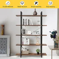 5-tier Bookshelf Industrial Bookcase Open Storage Shelf Display Rack