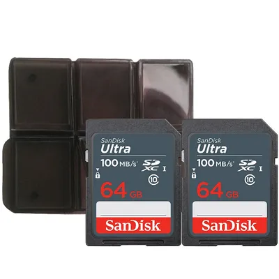 2x 64gb Ultra Sdxc Uhs I Memory Card With Memory Card Holder