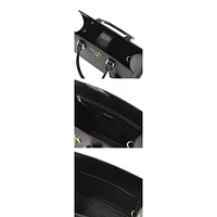 Saffiano Lux Black Leather Large Crossbody Satchel Bag