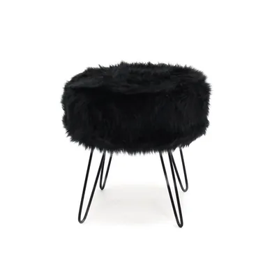 Fluffy Pouf With Metal Base, 14.5'' X 15.7''