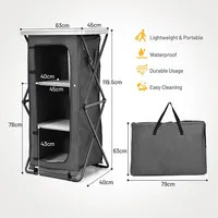 Costway Folding Pop-Up Cupboard Compact Camping Storage Cabinet w/ Bag Large size, Grey