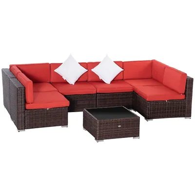 Rattan Sofa Set, Red