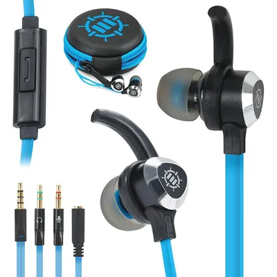 Mobile Gaming Earbuds For Ps4, Pc, Xbox One & Nintendo Switch With Bass Vibration Feedback & Microphone - Full Metal Housings, Noise Isolating, In Ear Hooks