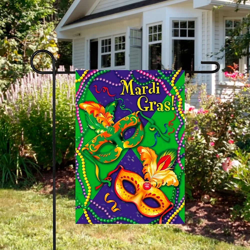 Mardi Gras Beads Outdoor Garden Flag 18" X 12.5"