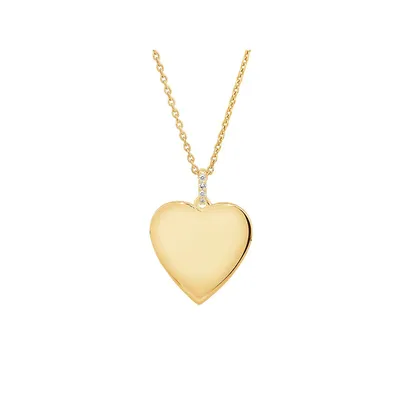 Diamond Accent Engravable Heart Pendant In 10kt Yellow Gold