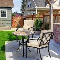 4 Pcs Patio Dining Chairs Stackable Removable Cushions Garden Deck
