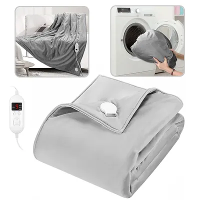60"x 50" Electric Heated Throw Blanket With 9 Heating Levels & 3h/10h Auto Off